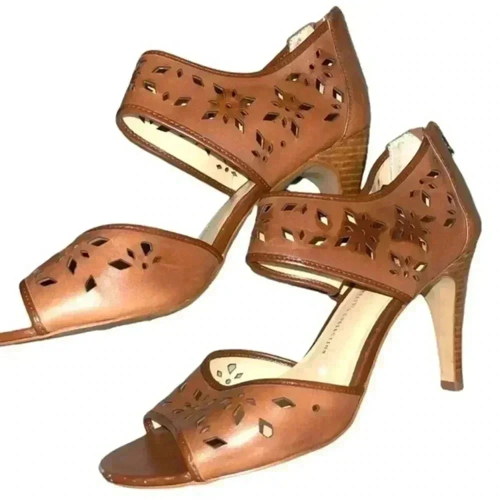 FRANCO SARTO LEATHER ANKLE STRAP SANDALS - Picture 1 of 9